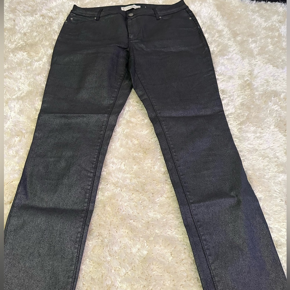 Black silvery straight leg jeans